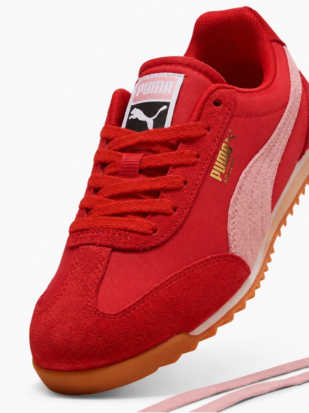 Puma Red Sneaker with Pink Formstrip and Gum Sole